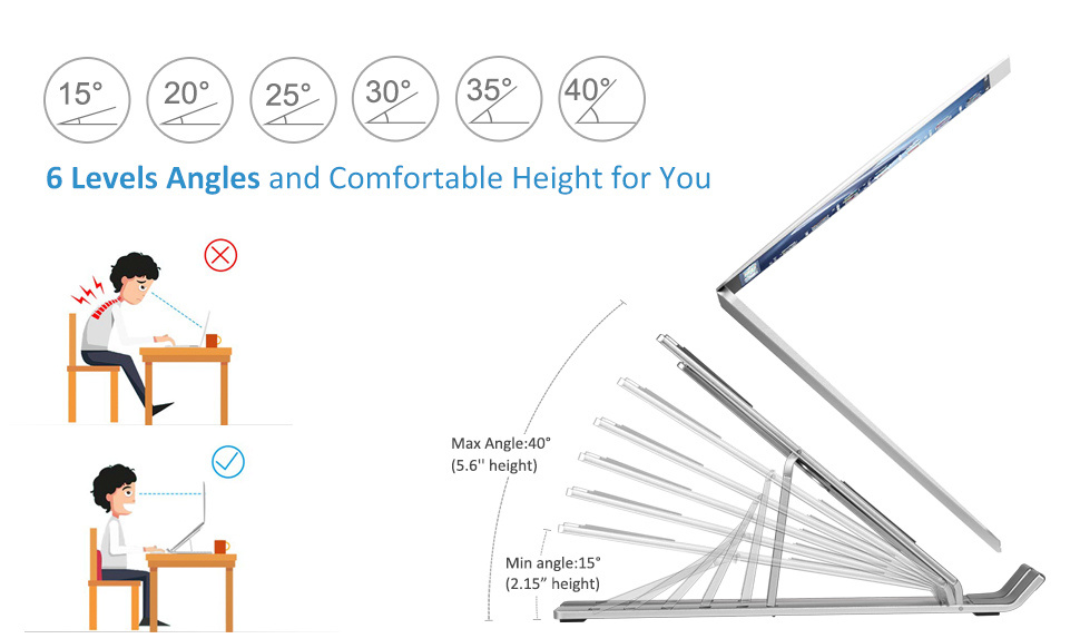 Foldable Ergonomic Aluminum Laptop Stand